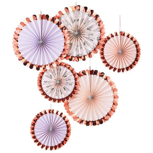 Amscan_OO Decorations - Decorative Fans, Pom Poms & Lanterns Lets Par Tea Fan Decorations Pink And Floral 6pk