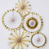 Oh Baby Gold And White Fan Decorations 5pk