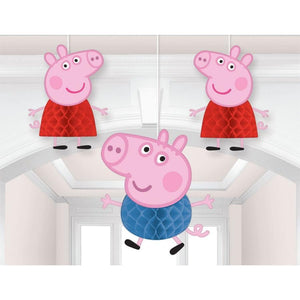 Amscan_OO Decorations - Decorative Fans, Pom Poms & Lanterns Peppa Pig Honeycomb Decorations 3pk