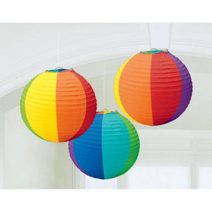 Amscan_OO Decorations - Decorative Fans, Pom Poms & Lanterns Rainbow Caribbean Blue Round Paper Lanterns 3pk 24cm