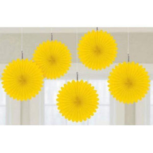 Amscan_OO Decorations - Decorative Fans, Pom Poms & Lanterns Yellow Bright Pink Mini Fan Decorations 6in 5pk
