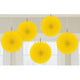 Amscan_OO Decorations - Decorative Fans, Pom Poms & Lanterns Yellow Frosty White Mini Fan Decorations 6in 5pk
