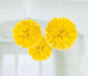 Amscan_OO Decorations - Decorative Fans, Pom Poms & Lanterns Yellow New Pink Fluffy Tissue Decorations 40cm 3Pk