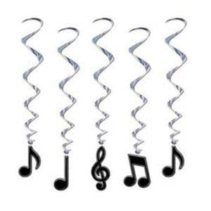 Amscan_OO Decorations - Hanging Swirls 60's Music Notes Neon Coloured Whirls Hanging Decoration 91cm 5pk