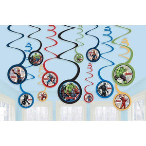 Amscan_OO Decorations - Hanging Swirls Avengers Powers Unite Spiral Swirl Decorations 12pk