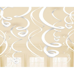 Amscan_OO Decorations - Hanging Swirls Frosty White Rainbow Plastic Swirl Decorations 56cm 12pk