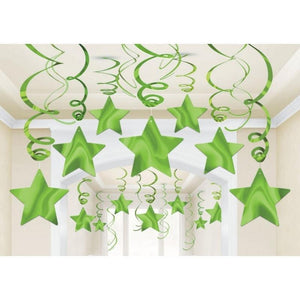 Amscan_OO Decorations - Hanging Swirls Kiwi Apple Red Shooting Stars Foil Mega Value Pack Swirl Decorations 30pk