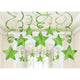 Amscan_OO Decorations - Hanging Swirls Kiwi Jet Black Shooting Stars Plastic Mega Value Pack Swirl Decorations 30pk