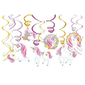 Amscan_OO Decorations - Hanging Swirls Magical Unicorn Swirl Value Pack 12pk