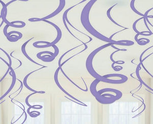 Amscan_OO Decorations - Hanging Swirls New Purple New Purple Plastic Swirl Decorations 56cm 12Pk