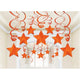 Amscan_OO Decorations - Hanging Swirls Orange Peel Apple Red Shooting Stars Foil Mega Value Pack Swirl Decorations 30pk