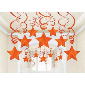 Amscan_OO Decorations - Hanging Swirls Orange Peel Kiwi Shooting Stars Foil Mega Value Pack Swirl Decorations 30pk