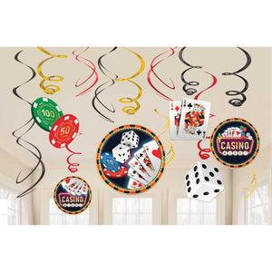 Amscan_OO Decorations - Hanging Swirls Roll The Dice Casino Hanging Swirl Decorations Value Pack 12pk
