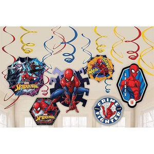 Amscan_OO Decorations - Hanging Swirls Spider-Man Webbed Wonder Swirl Decorations 12pk