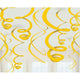 Amscan_OO Decorations - Hanging Swirls Yellow Sunshine Gold Plastic Swirl Decorations 56cm 12pk