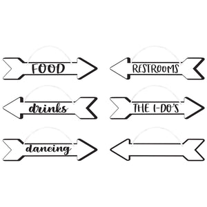 Amscan_OO Decorations - Props Wedding Directional Hanging Signs with Ribbon 10cm x 43cm 6pk