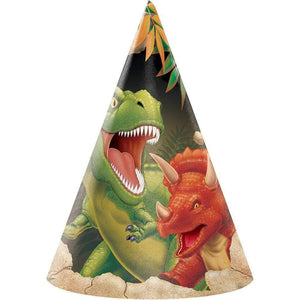 Amscan_OO Games & Favors - Party Hat & Mask Dino Blast Party Cone Hats 8pk