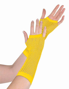 Amscan_OO Gloves - Long Gloves Yellow Fishnet Long Gloves Each