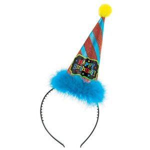 Amscan_OO Hats & Headwear - Headbands & Boppers Birthday Brights  Fabric Ruffle Cone Hat Headband Each