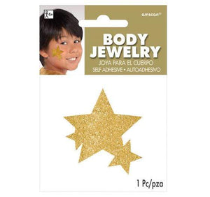 Amscan_OO Jewellery Gold Team Spirit Glitter Star Body Jewelry 13cm x 9cm Each