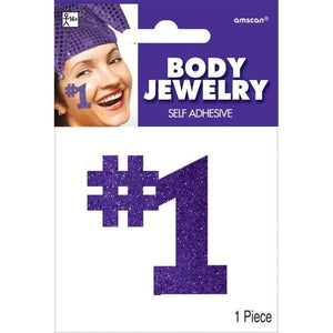 Amscan_OO Jewellery Purple #1 Body Jewelry 12cm x 8.8cm Each
