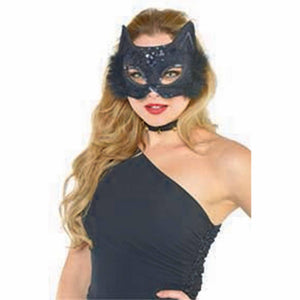 Amscan_OO Mask - Animal Masks Fancy Black Cat Feather Marabou Mask Each