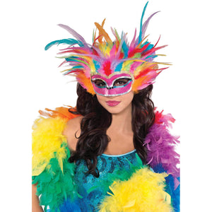 Amscan_OO Mask - Masquerade Mask Rainbow Feather Mask Each