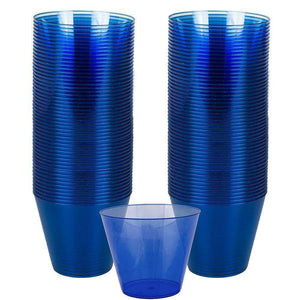 Amscan_OO Tableware - Cups Bright Royal Blue Silver Plastic Tumbler 266ml 72pk