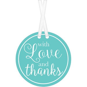 Amscan_OO Tableware - Drink Markers, Labels & Blackboards With Love & Thanks Robins-egg Blue Tags 25pk