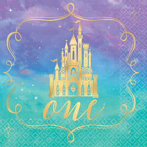 Amscan_OO Tableware - Napkins Disney Princess Once Upon A Time 1st Birthday Beverage Napkins 24.7cm x 24.7cm 16pk