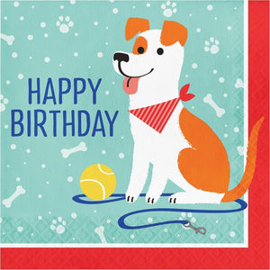 Amscan_OO Tableware - Napkins Dog Party Lunch Napkins Happy Birthday 16pk