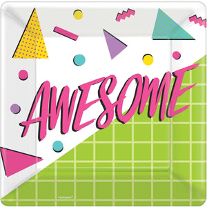 Amscan_OO Tableware - Plates Awesome Party 80's Square Plates 25cm 8pk