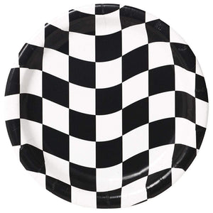Amscan_OO Tableware - Plates Black & White Check Lunch Plates Paper 18cm 8pk
