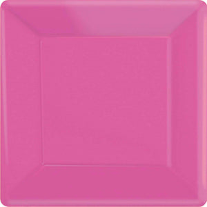 Amscan_OO Tableware - Plates Bright Pink Festive Green Square Dinner Paper Plates 26cm 20pk