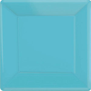 Amscan_OO Tableware - Plates Caribbean Blue Gold Square Dessert Paper Plates 17cm 20pk