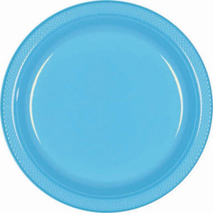 Amscan_OO Tableware - Plates Caribbean Blue Silver Lunch Plastic Plates 23cm 20pk