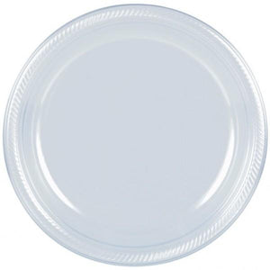 Amscan_OO Tableware - Plates Clear Silver Dessert Plastic Plates 17cm 20pk