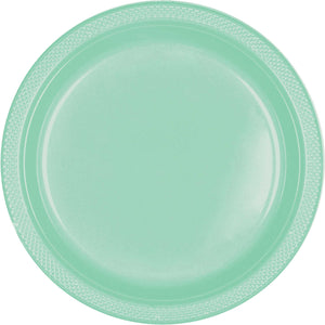 Amscan_OO Tableware - Plates Cool Mint Silver Dessert Plastic Plates 17cm 20pk