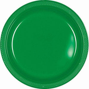 Amscan_OO Tableware - Plates Festive Green Silver Lunch Plastic Plates 23cm 20pk