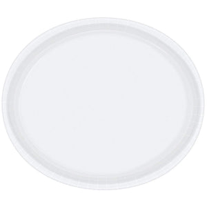Amscan_OO Tableware - Plates Frosty White Gold Paper Oval Plates 30cm 20pk