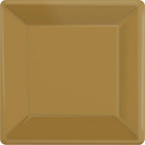 Amscan_OO Tableware - Plates Gold Kiwi Square Dinner Paper Plates 26cm 20pk