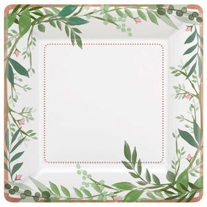 Amscan_OO Tableware - Plates Love and Leaves Square Met Paper Plates 25cm 8pk