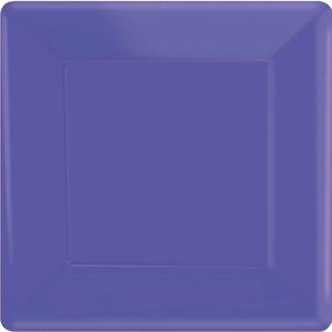 Amscan_OO Tableware - Plates New Purple Caribbean Blue Square Dinner Paper Plates 26cm 20pk