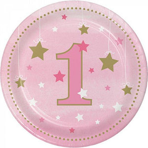 Amscan_OO Tableware - Plates One Little Star Girl Lunch Paper Plates 1st Birthday 18cm 8pk
