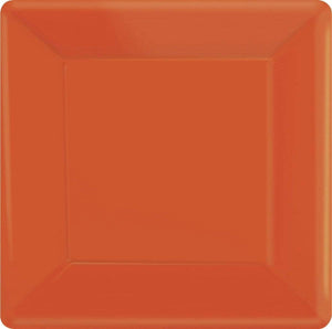 Amscan_OO Tableware - Plates Orange Caribbean Blue Square Dinner Paper Plates 26cm 20pk