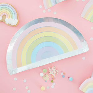 Amscan_OO Tableware - Plates Pastel Party Rainbow Paper Plates 28cm x 16cm 8pk