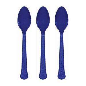 Amscan_OO Tableware - Spoons, Forks, Knives & Tongs Bright Royal Blue Silver Premium Plastic Spoons 20pk