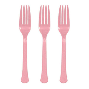 Amscan_OO Tableware - Spoons, Forks, Knives & Tongs New Pink Premium Plastic Fork 48pk