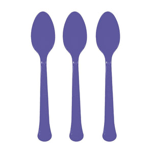 Amscan_OO Tableware - Spoons, Forks, Knives & Tongs New Purple Premium Plastic Spoons 20pk