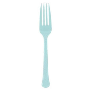 Amscan_OO Tableware - Spoons, Forks, Knives & Tongs Robin's Egg Blue Premium Plastic Fork 20pk
